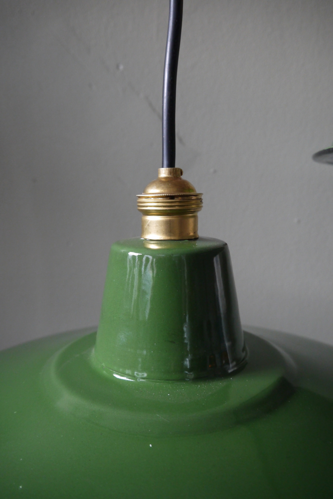grand abat jour emaillee lampe industrielle vert – Image 11