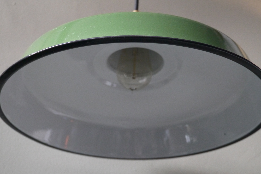 grand abat jour emaillee lampe industrielle vert – Image 6