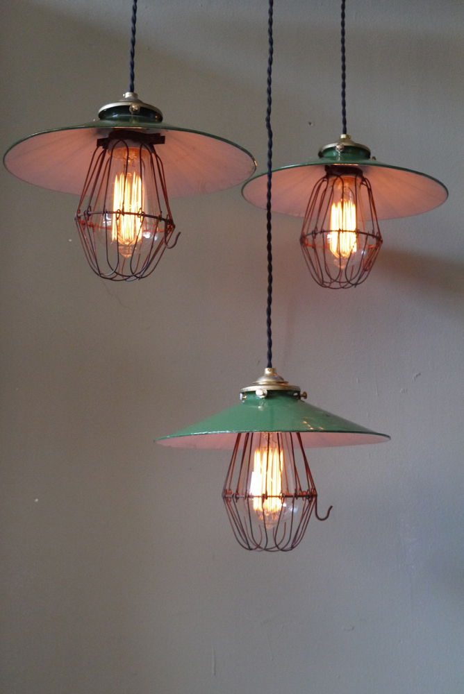 abat jour emaillé vert lampe industrielle americaine – Image 4