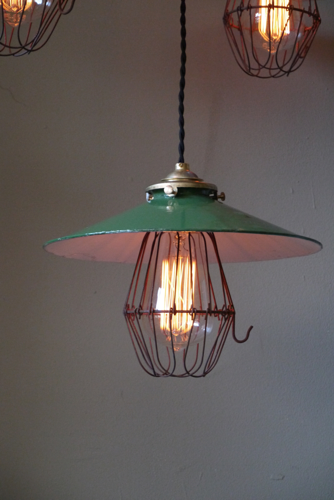 abat jour emaillé vert lampe industrielle americaine – Image 5