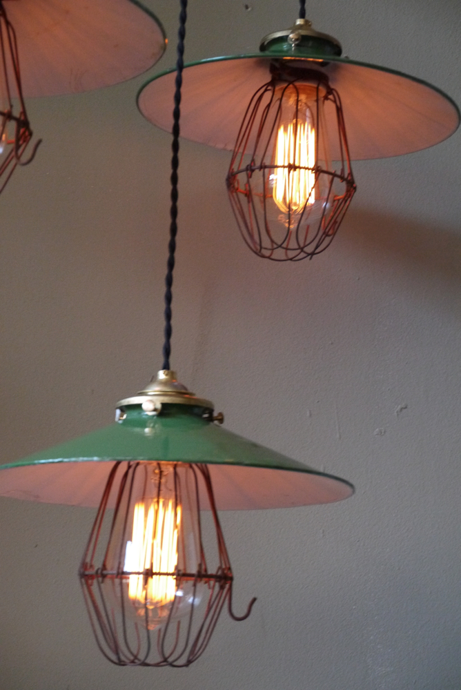abat jour emaillé vert lampe industrielle americaine – Image 6