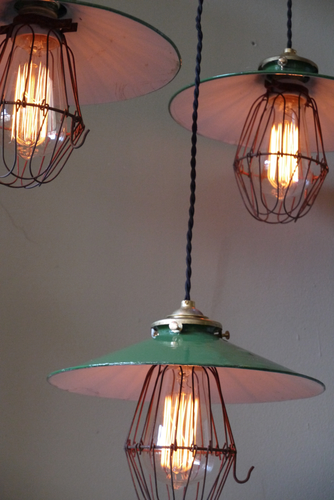 abat jour emaillé vert lampe industrielle americaine – Image 7