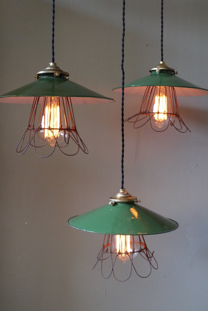 abat jour emaillé vert lampe industrielle americaine – Image 11