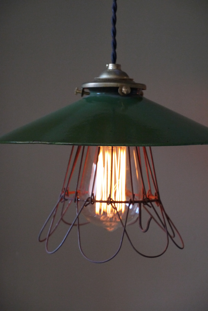 abat jour emaillé vert lampe industrielle americaine – Image 12
