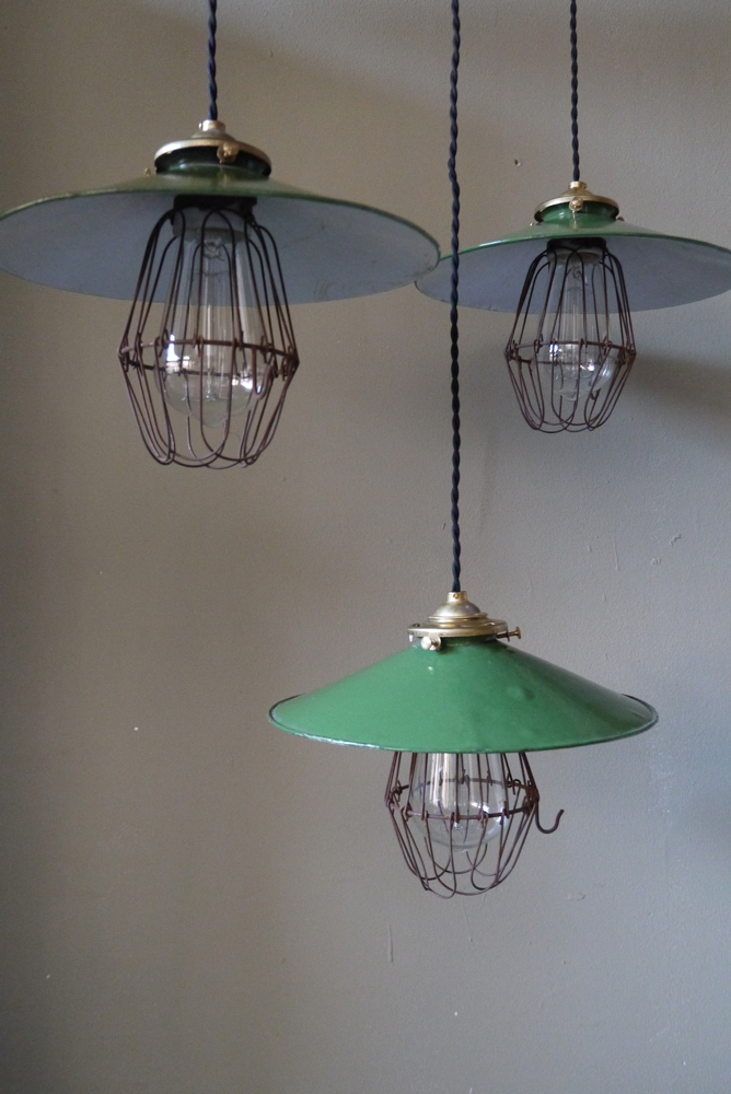 abat jour emaillé vert lampe industrielle americaine – Image 13