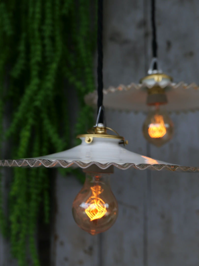 1 abat jour suspention opaline a dentelle lampe industrielle – Image 13