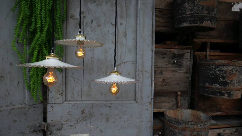 1 abat jour suspention opaline a dentelle lampe industrielle – Image 16