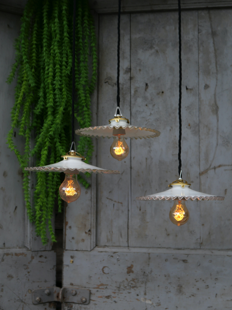 1 abat jour suspention opaline a dentelle lampe industrielle – Image 15