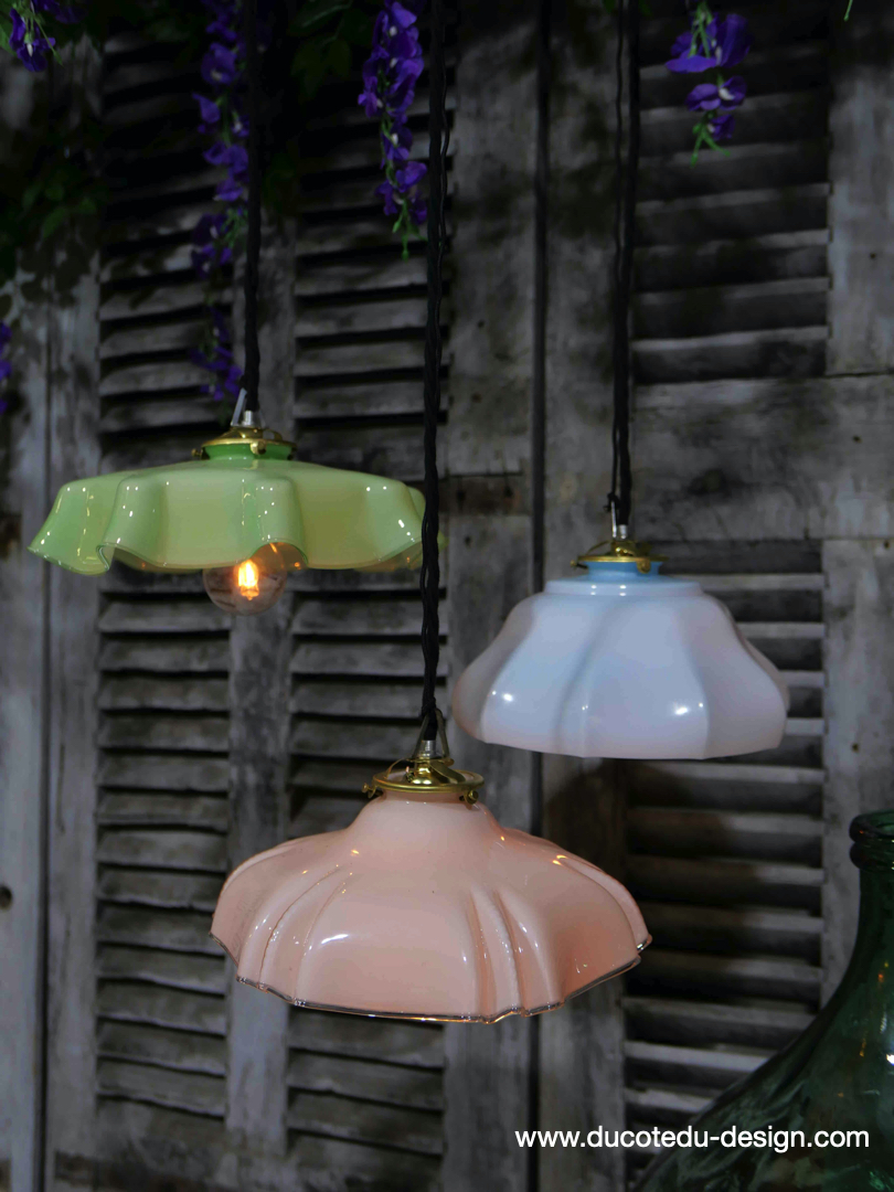 abat jour suspention so chic opaline lampe vintage – Image 4