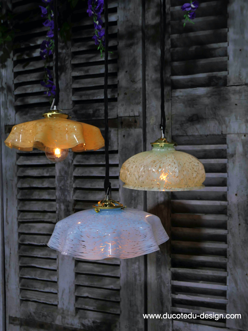 abat jour suspention so chic opaline lampe vintage – Image 4