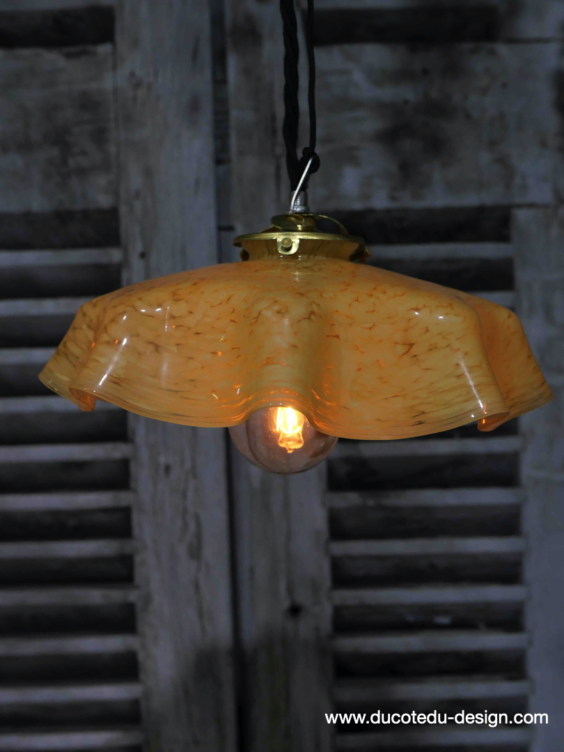 abat jour suspention so chic opaline lampe vintage – Image 9