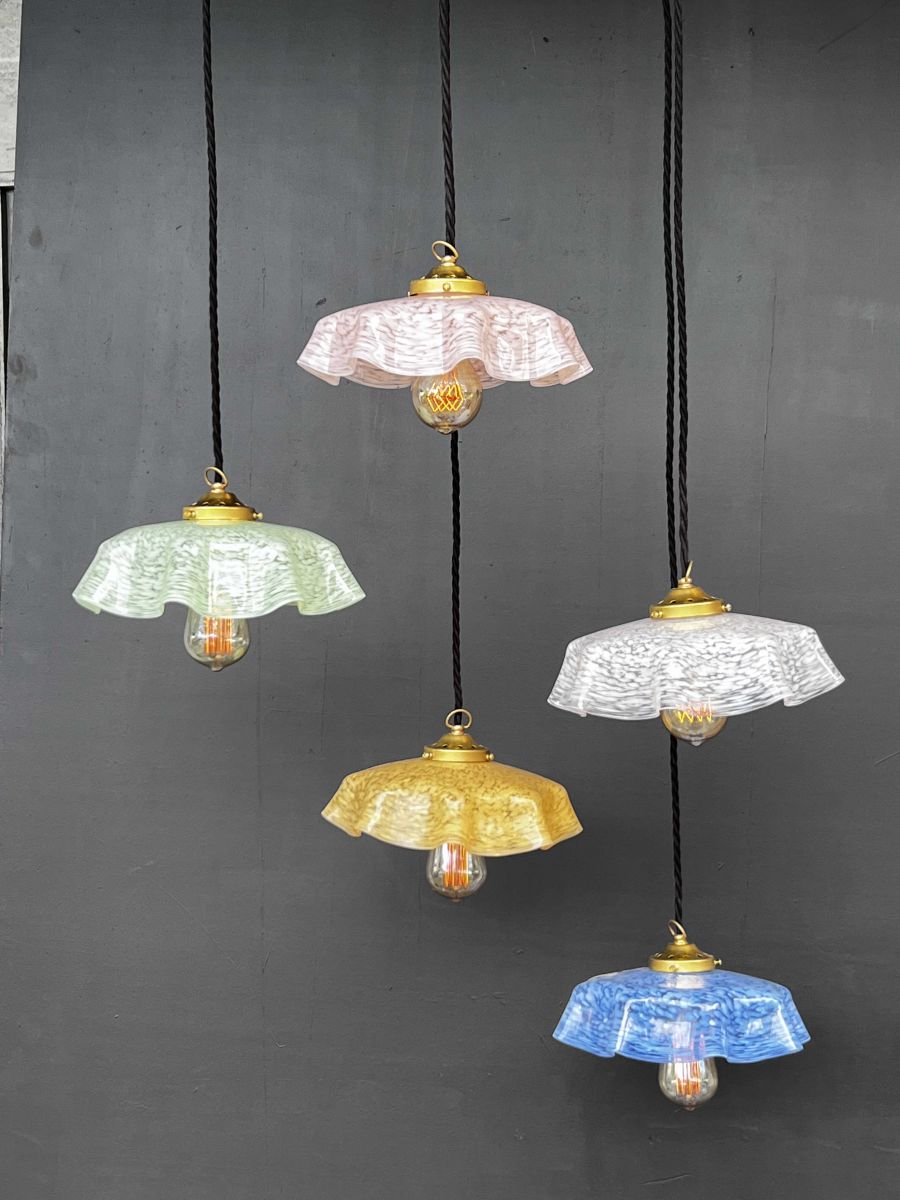 1 abat jour suspention so chic opaline lampe vintage – Image 13