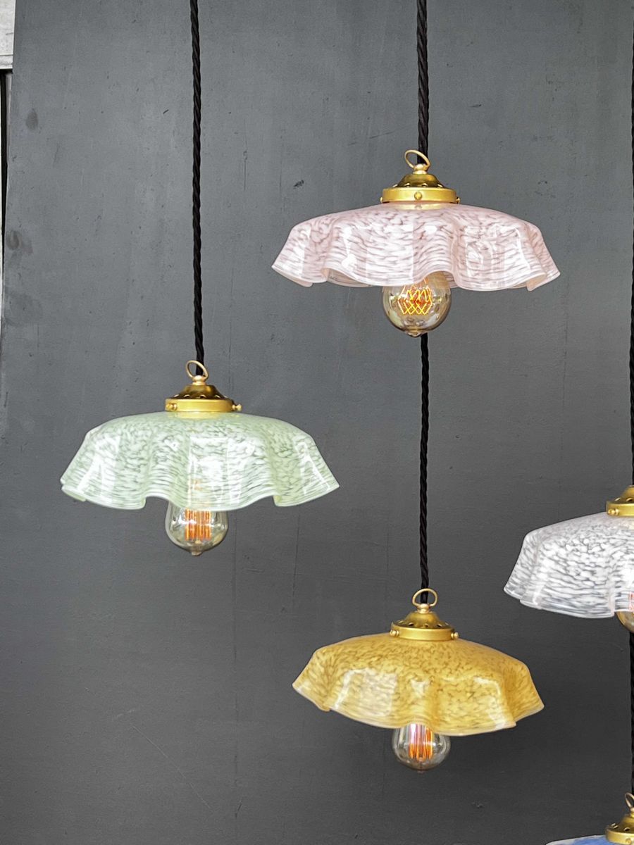 1 abat jour suspention so chic opaline lampe vintage – Image 2