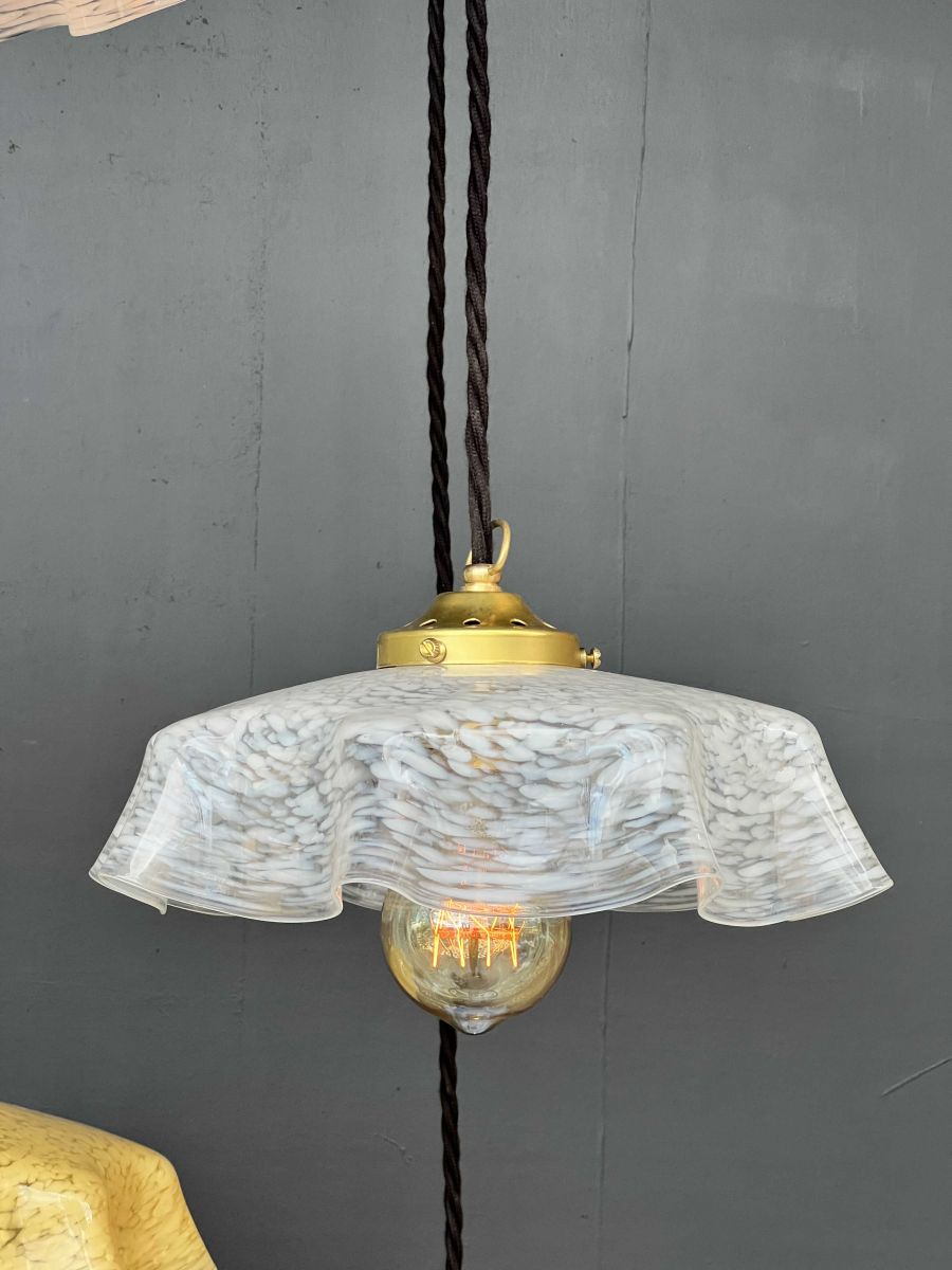 1 abat jour suspention so chic opaline lampe vintage – Image 9
