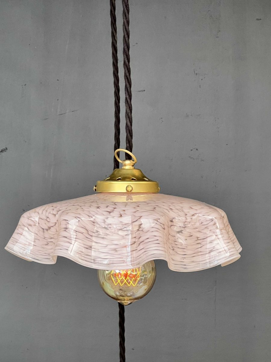 1 abat jour suspention so chic opaline lampe vintage – Image 11
