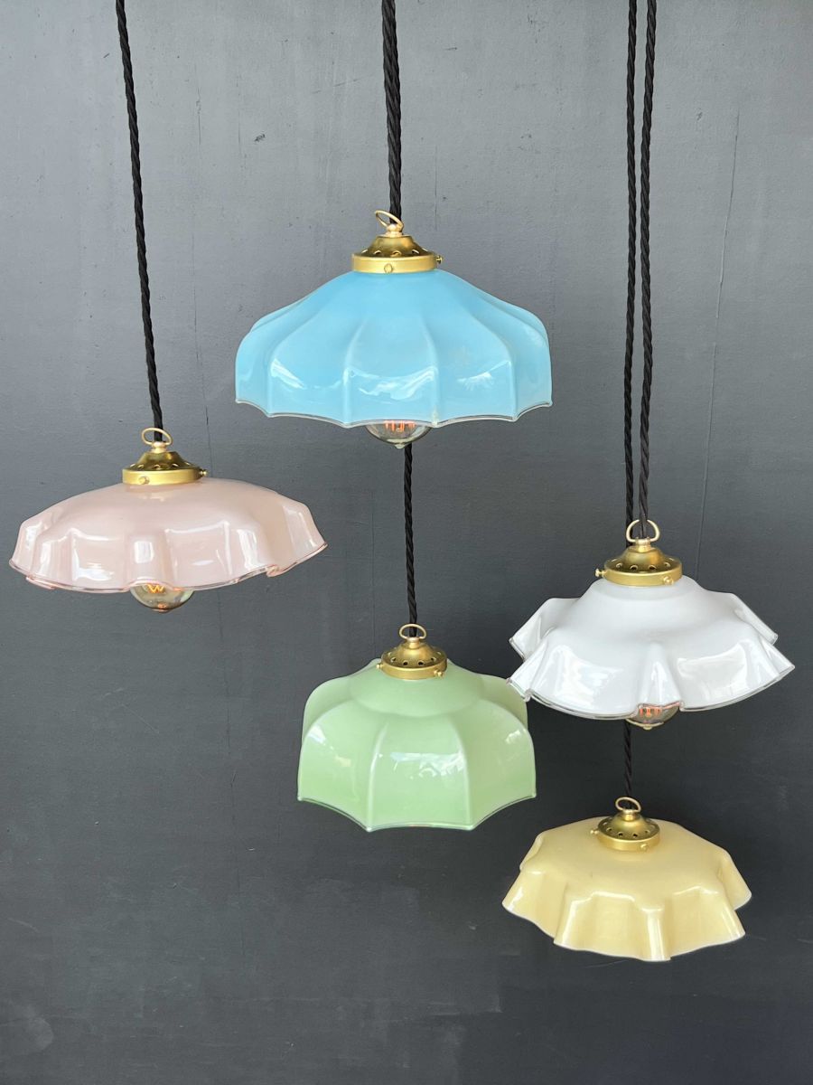 1 abat jour suspention so chic opaline lampe vintage – Image 3