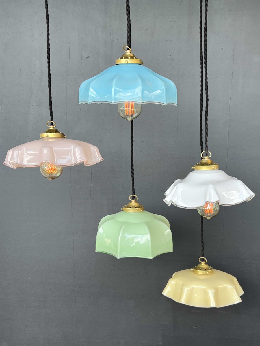 1 abat jour suspention so chic opaline lampe vintage – Image 14