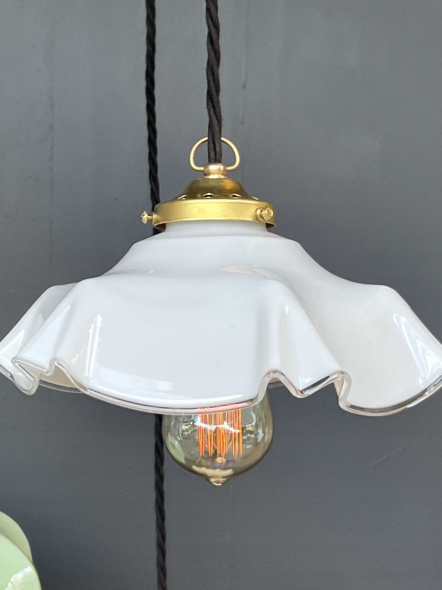 1 abat jour suspention so chic opaline lampe vintage – Image 8