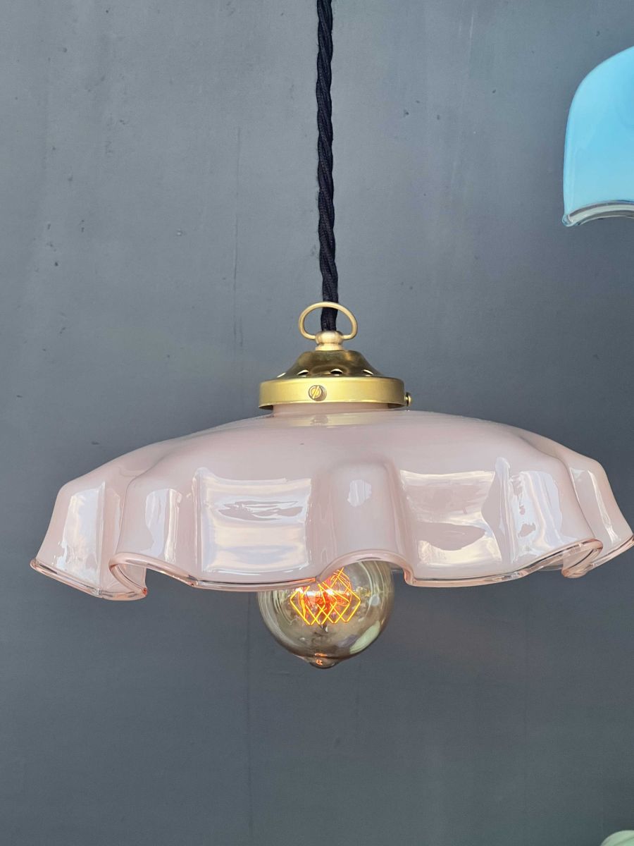 1 abat jour suspention so chic opaline lampe vintage – Image 12