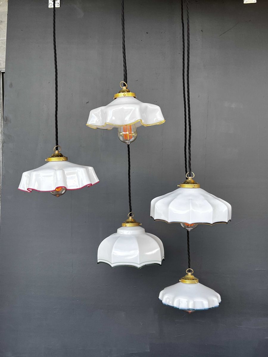 1 abat jour suspention so chic opaline lampe vintage – Image 2