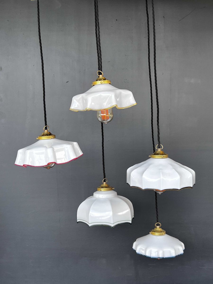1 abat jour suspention so chic opaline lampe vintage – Image 14