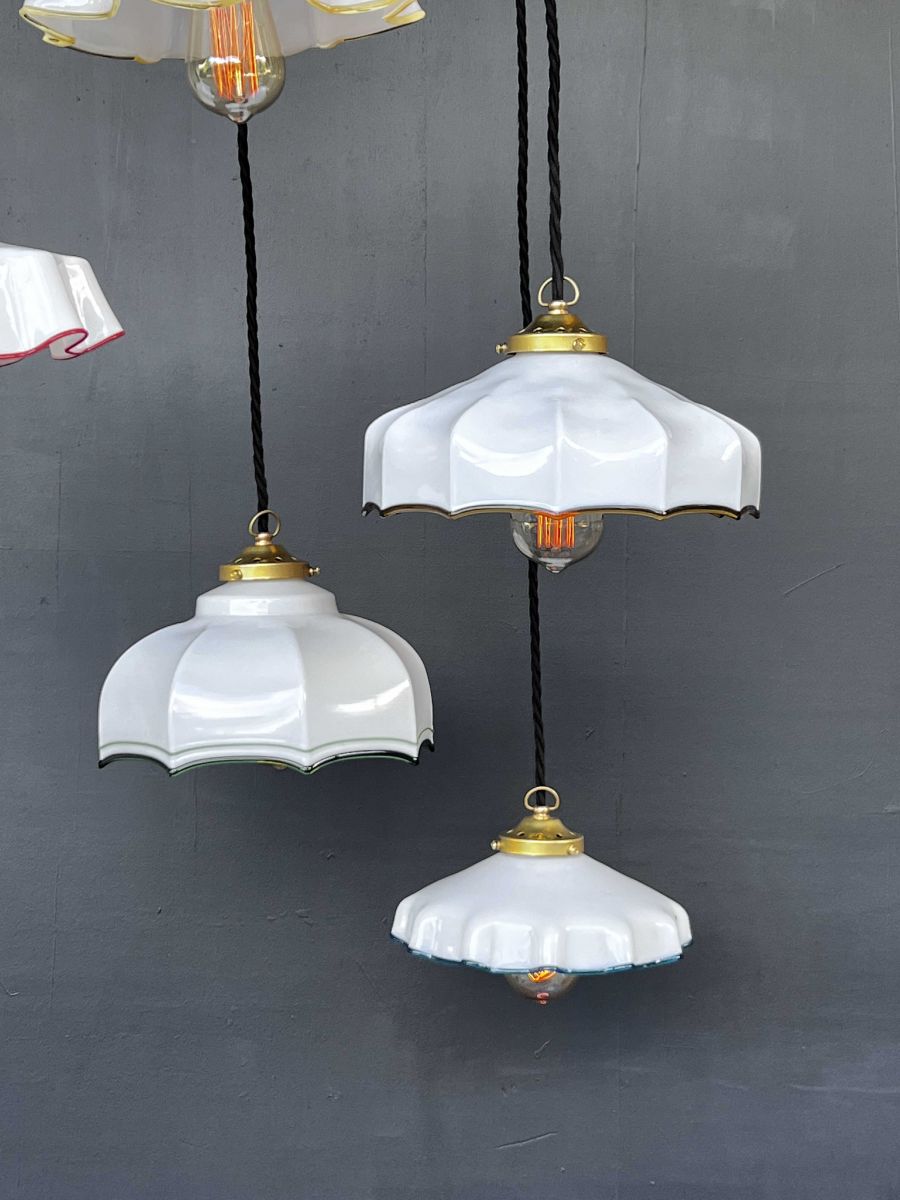 1 abat jour suspention so chic opaline lampe vintage – Image 3