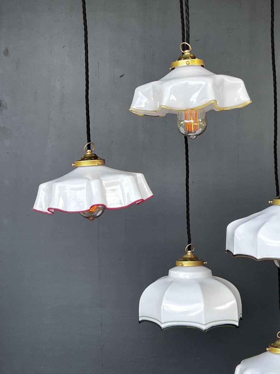 1 abat jour suspention so chic opaline lampe vintage – Image 4