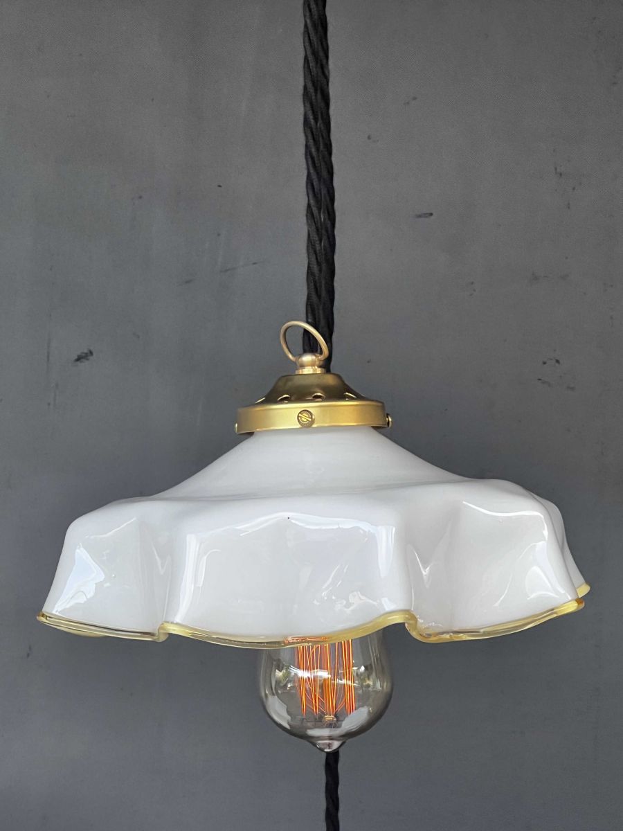 1 abat jour suspention so chic opaline lampe vintage – Image 5