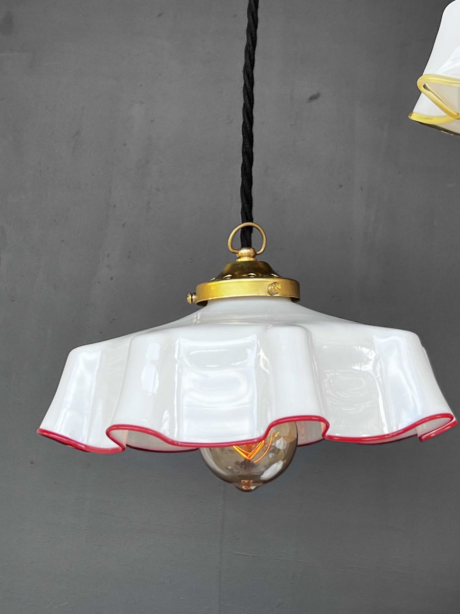 1 abat jour suspention so chic opaline lampe vintage – Image 7