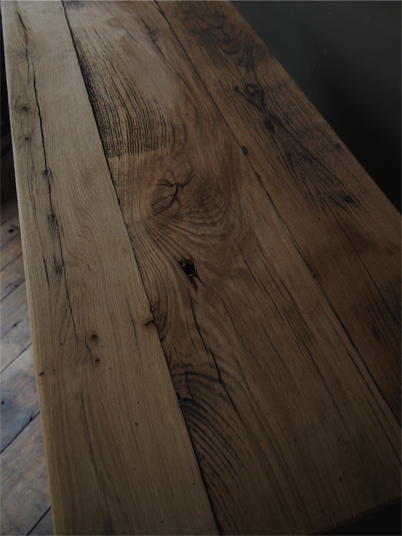 meuble console 9 grand casiers industriel clapet plateau chene massif – Image 5