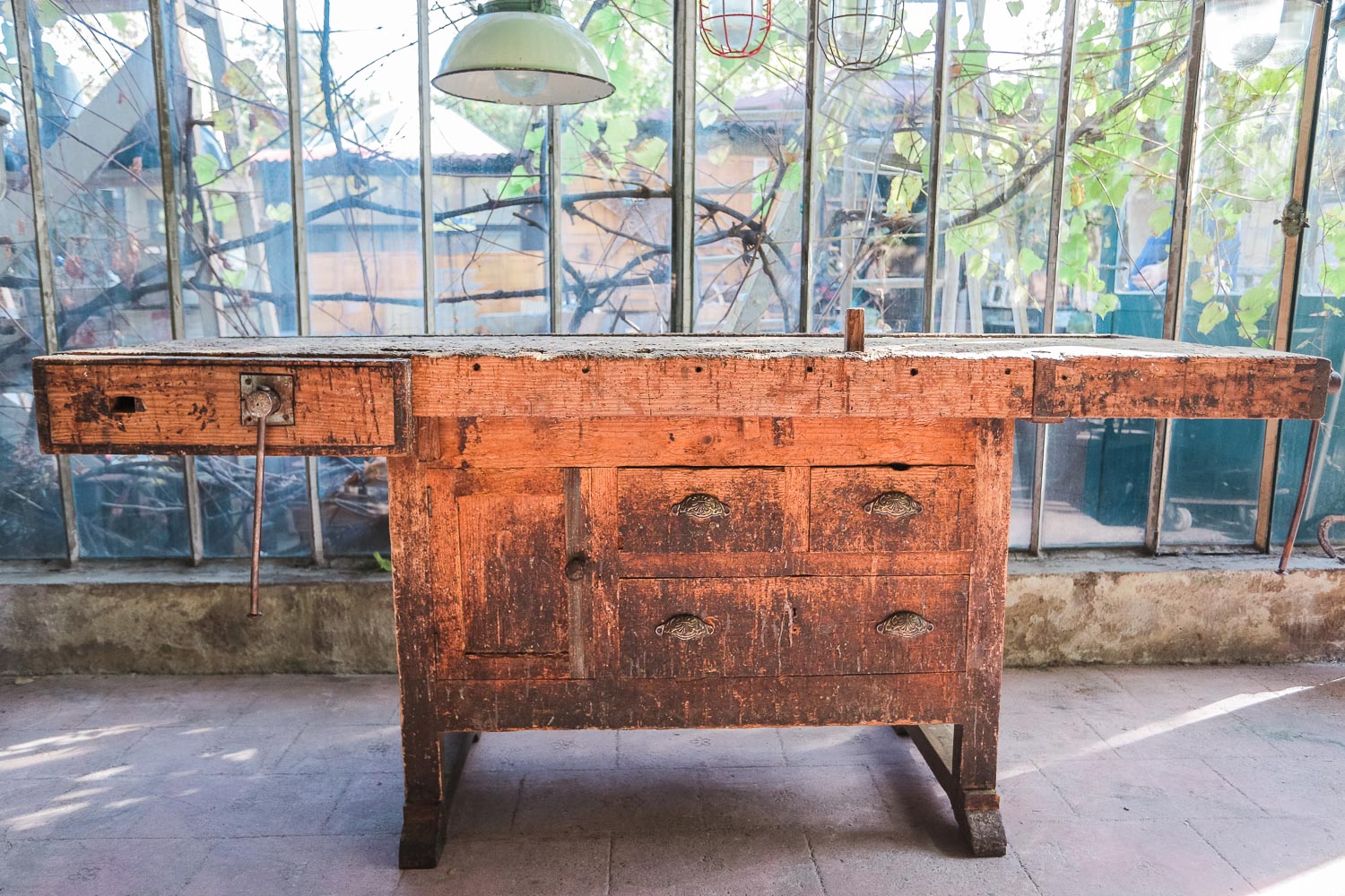 etabli menuisier industriel poste de travail patine d'origine – Image 3