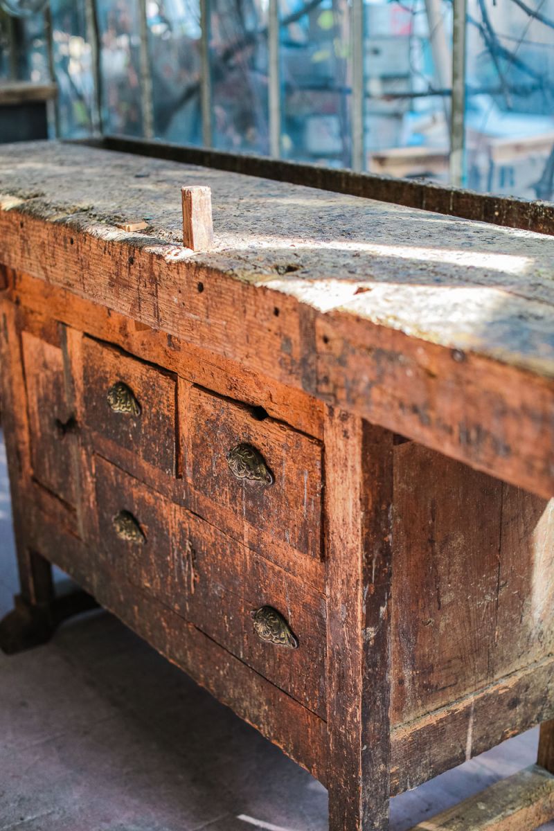 etabli menuisier industriel poste de travail patine d'origine – Image 6