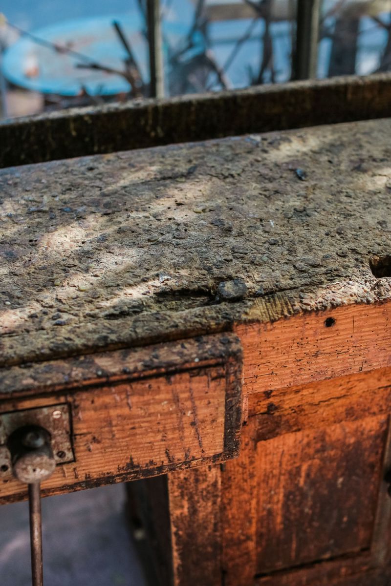 etabli menuisier industriel poste de travail patine d'origine – Image 12