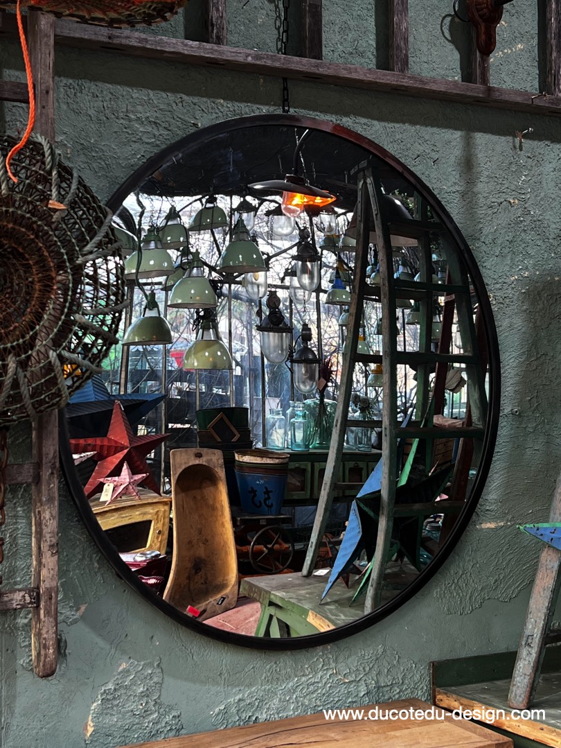 ancien grand miroir convexe 120 cm – Image 2