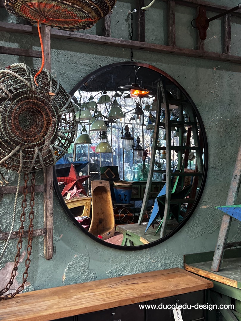 ancien grand miroir convexe 120 cm – Image 4