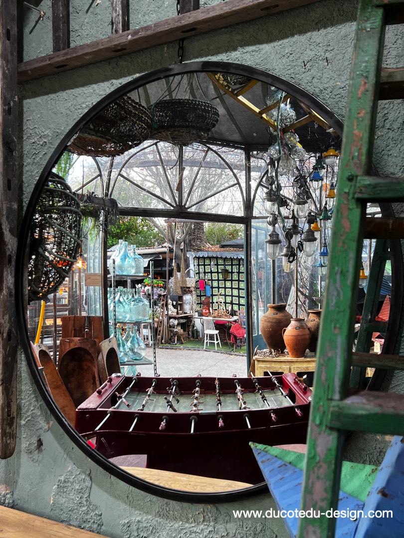 ancien grand miroir convexe 120 cm – Image 6