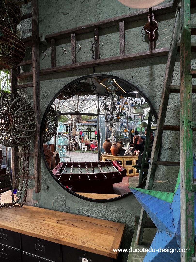 ancien grand miroir convexe 120 cm – Image 8