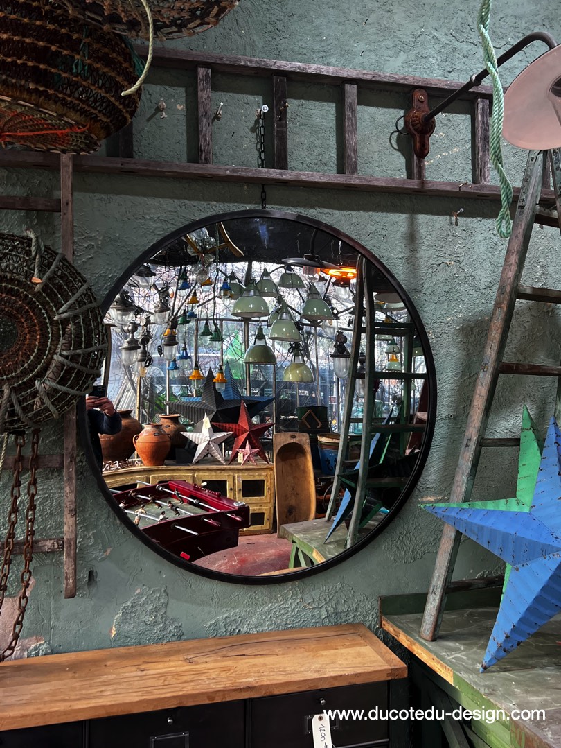 ancien grand miroir convexe 120 cm – Image 9