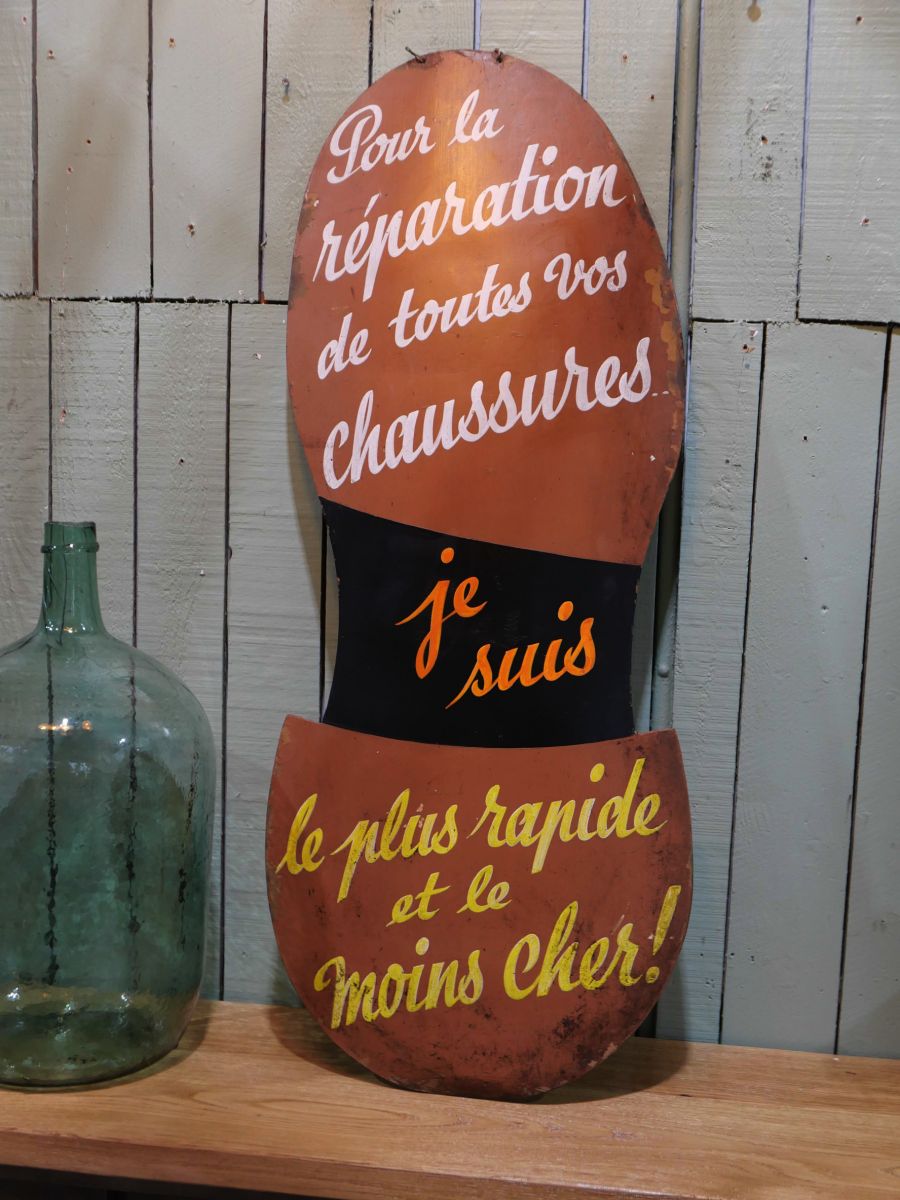 Ancienne enseigne cordonnier peinte a la main – Image 2