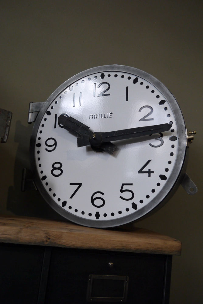ancienne grande horloge de gare Brillié cadran emallé – Image 12