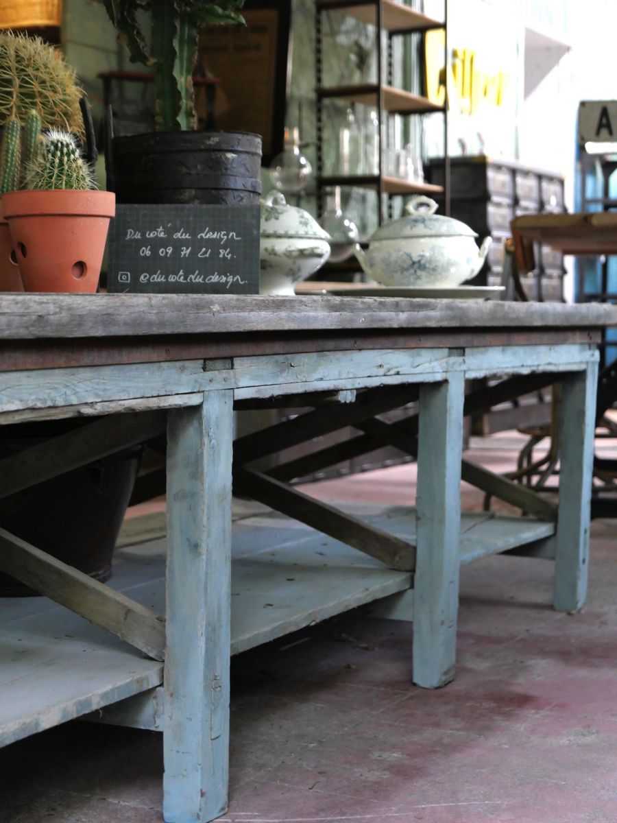 tres grande table basse etabli industriel – Image 5