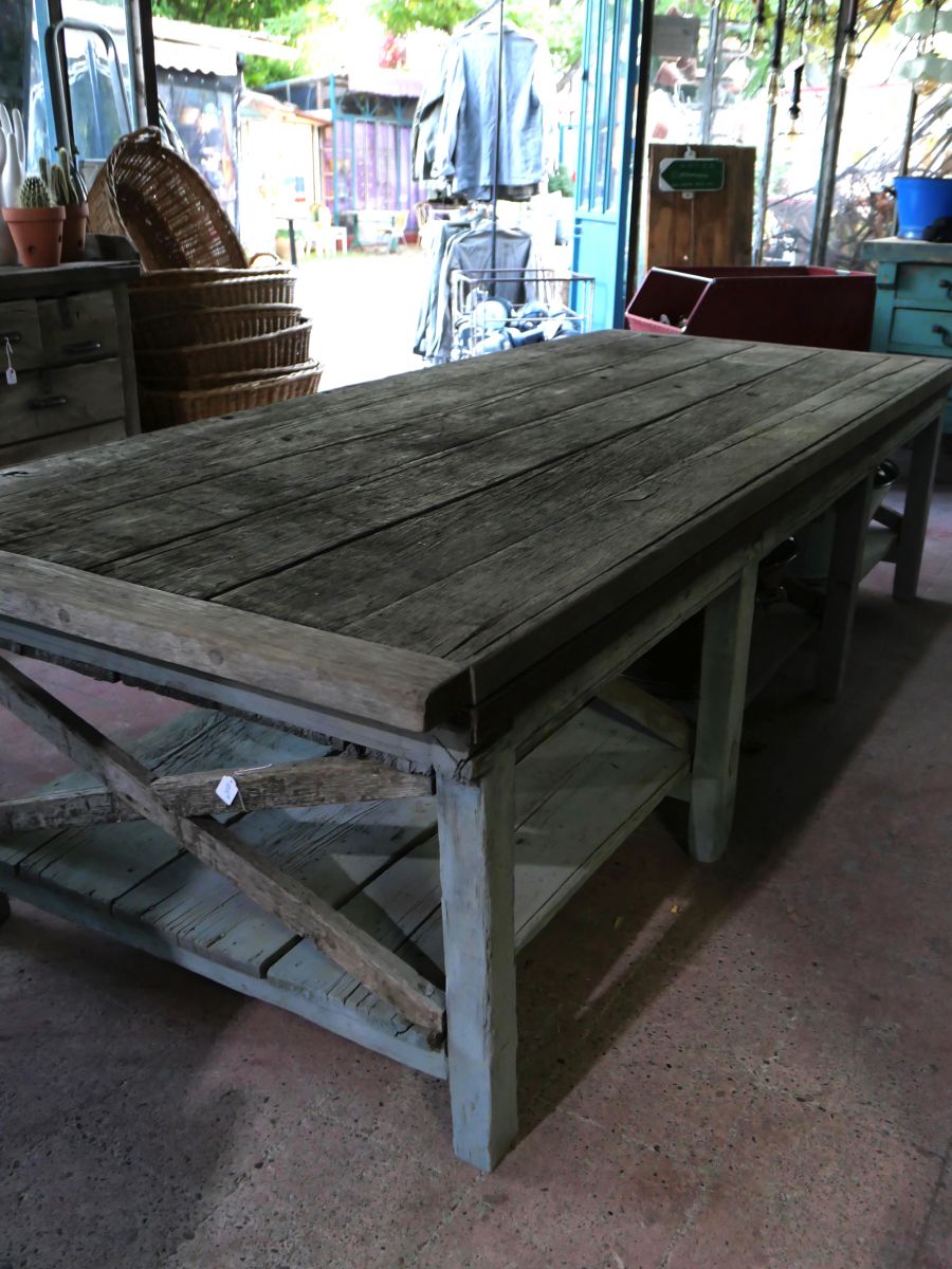 tres grande table basse etabli industriel – Image 12