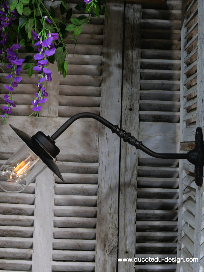 applique Lampe murale de cour, col de cygne exterieur noir abat jour noir – Image 2