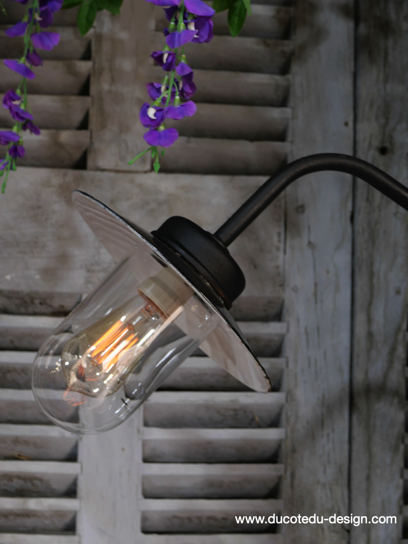 applique Lampe murale de cour, col de cygne exterieur noir abat jour noir – Image 4