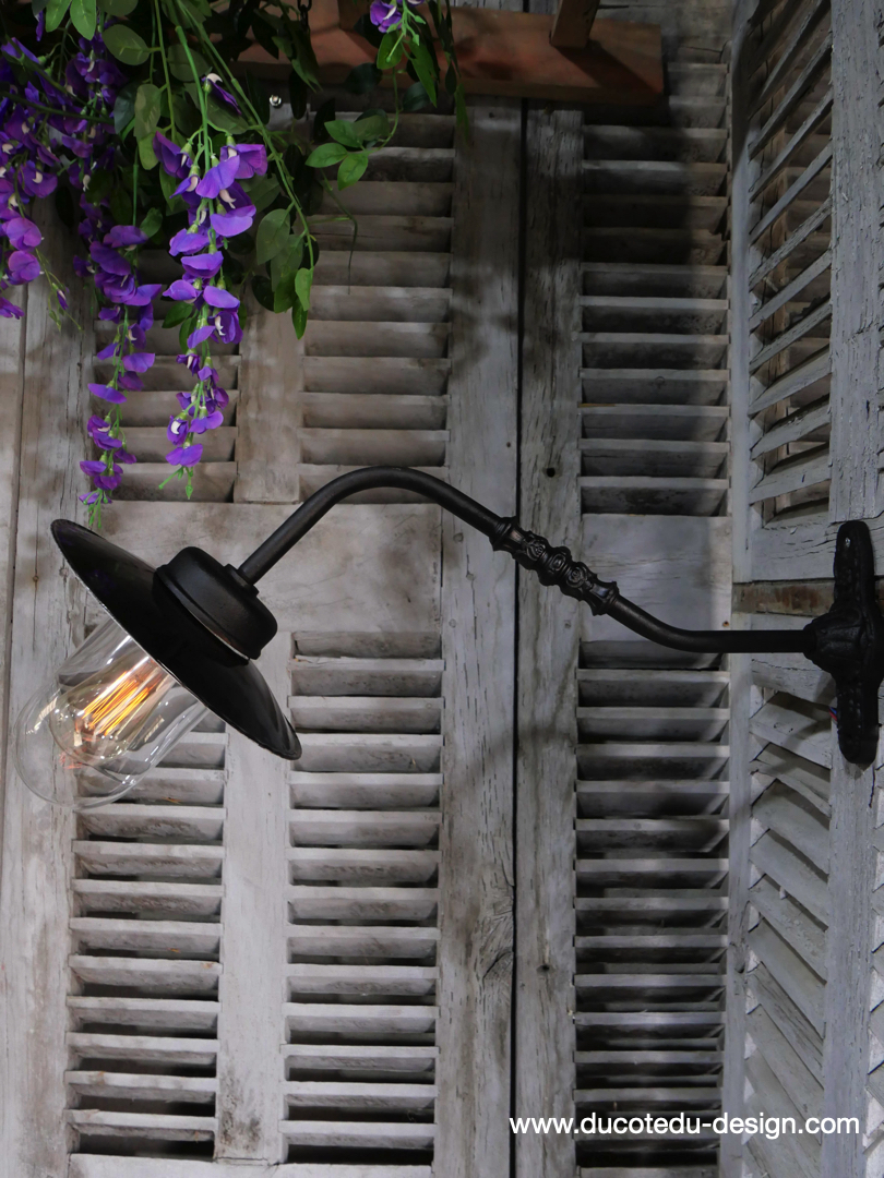 applique Lampe murale de cour, col de cygne exterieur noir abat jour noir – Image 3