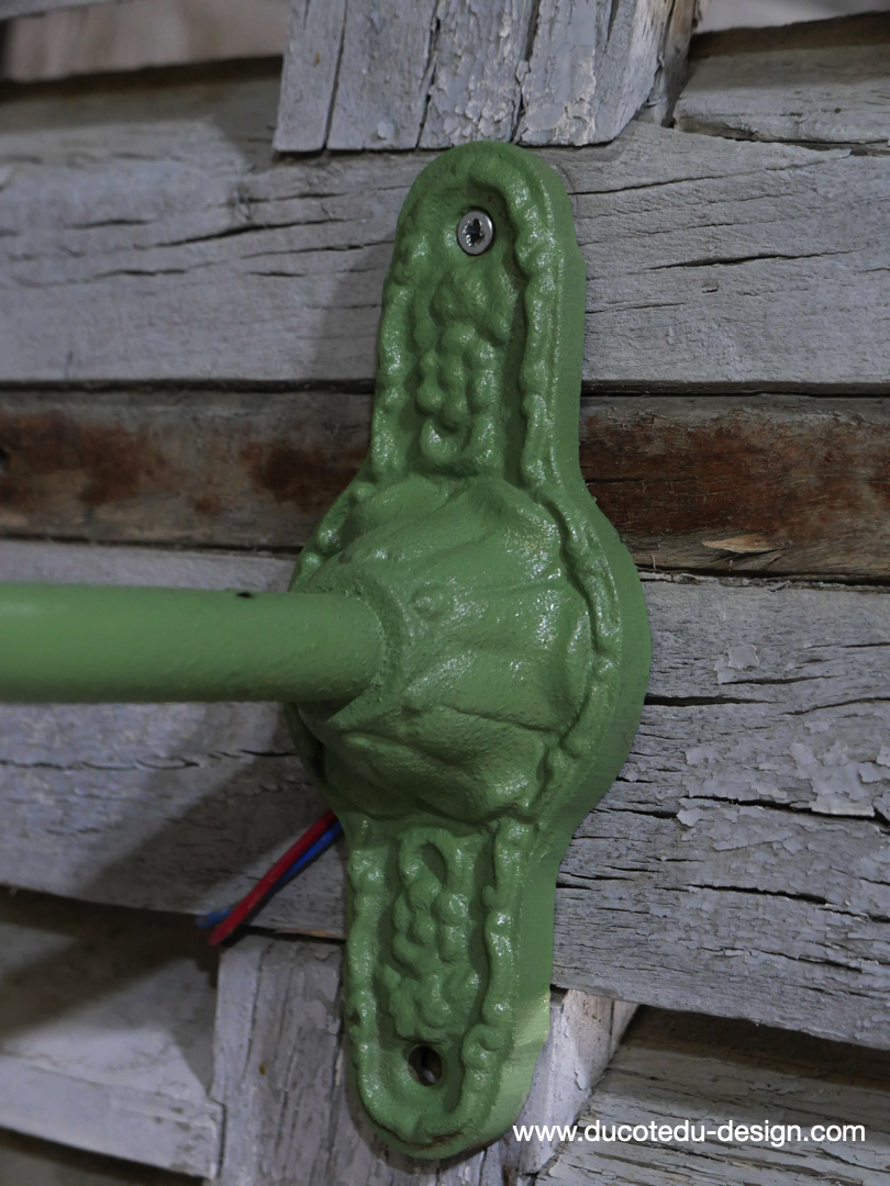 applique Lampe murale de cour, col de cygne exterieur vert abat jour noir – Image 8