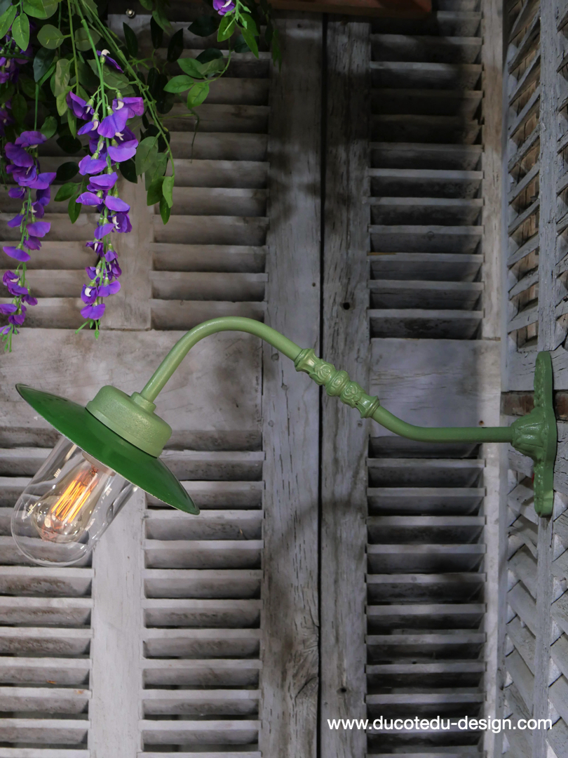 applique Lampe murale de cour, col de cygne exterieur vert abat jour vert – Image 2