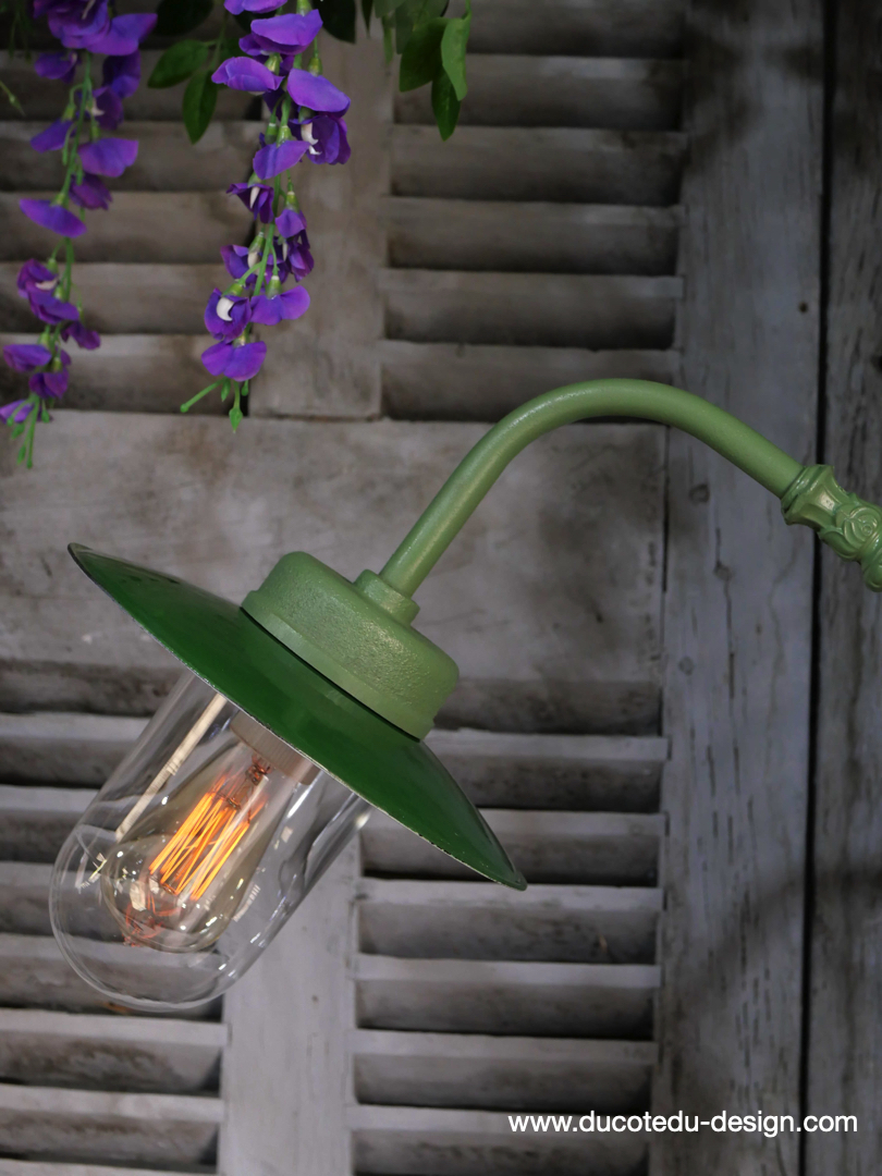 applique Lampe murale de cour, col de cygne exterieur vert abat jour vert – Image 3
