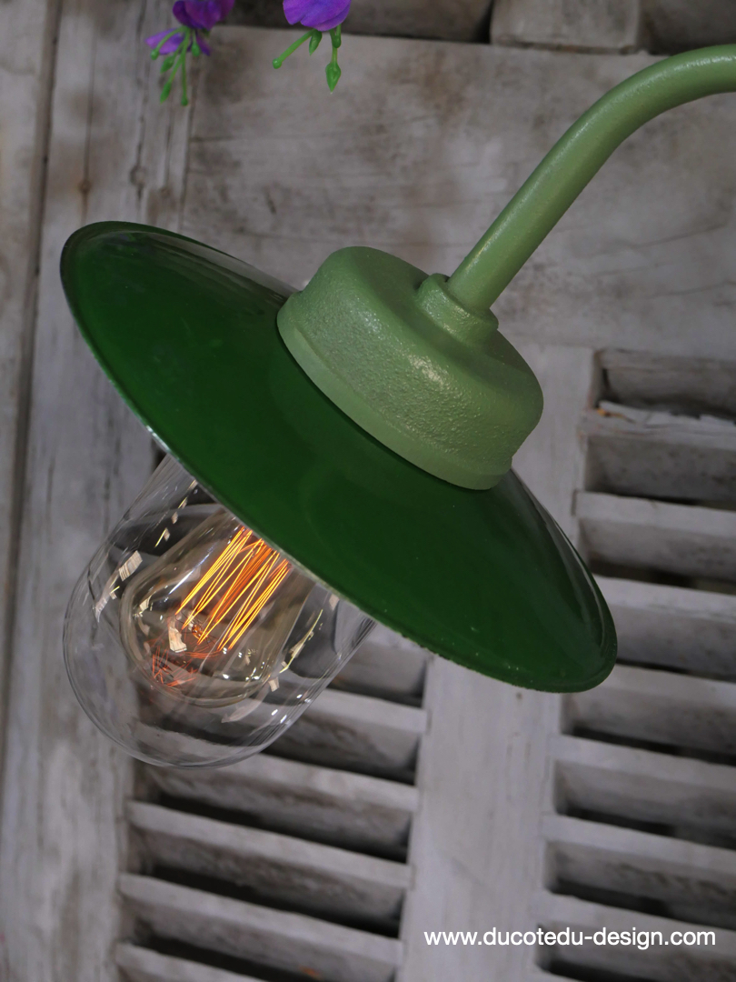 applique Lampe murale de cour, col de cygne exterieur vert abat jour vert – Image 4