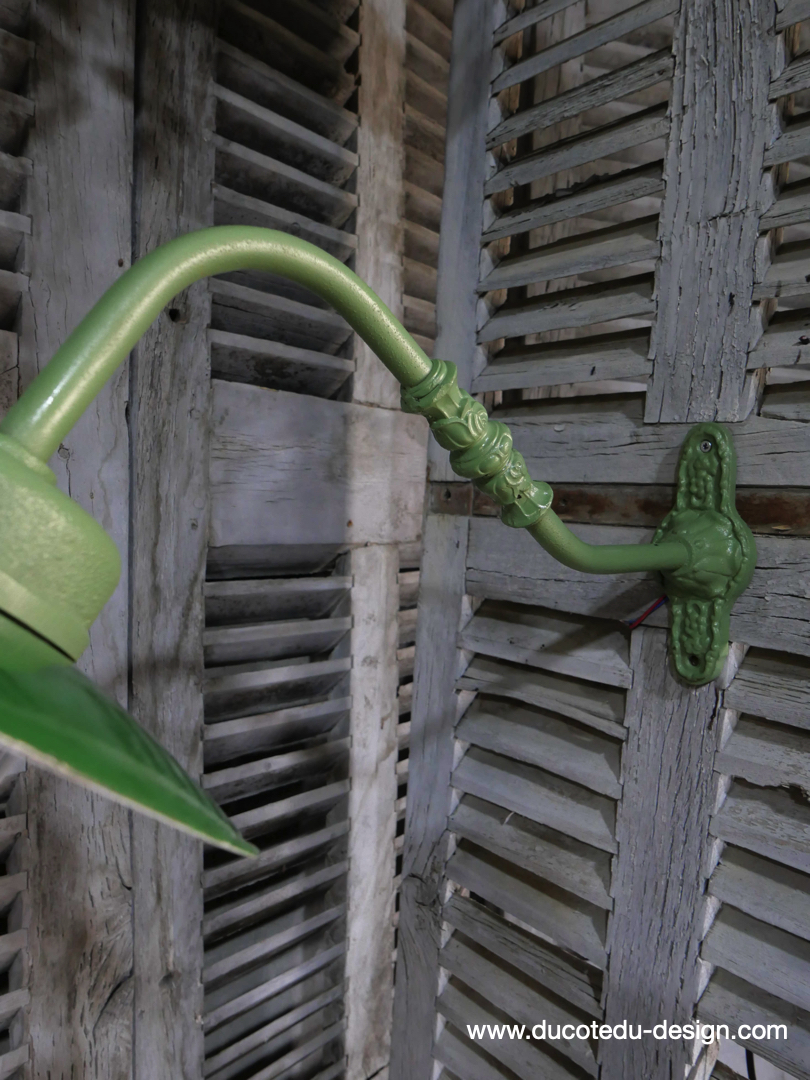 applique Lampe murale de cour, col de cygne exterieur vert abat jour vert – Image 5